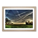 Big Box Art Landscape Cloudy Dawn Framed Wall Art Picture Print Ready to Hang, Oak A2 (62 x 45 cm)