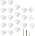 Lot de 20 Bouton En Céramique Blanc,Céramique Poignée Porte,Rétro Rond En Céramique Armoire Tiroir Cuisine Poignée De Traction 32mm Avec 3 tailles de vis