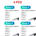 Convertisseur De Câble Pour Ipad Ns Usb 3.1 Type C Vers 4k,Adaptateur Usb 3.0,2 À 5 Pièces,3 En 1 - Type Style C 4pcs