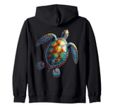 Sea Turtle Motif Animal Lover Ocean Safari Beach Hawaiian Zip Hoodie