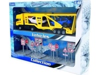 Teama Auto Tow Truck With A Trailer And Road Signs 1:48 Yellow Ver.1