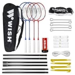 Wish Alumtec Badminton Racket Set 4 Rackets 3 ailerons Net Lines