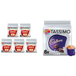 TASSI KC FLAT WHITE & Cadbury Hot Chocolate Pods x8 (Pack of 5, Total 40 Drinks)