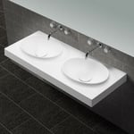 Lavabo Suspendu Double Vasque Moulées Solid surface Blanc 120cm Origin