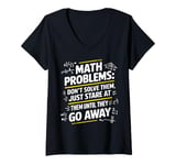 Womens Funny Math Teacher Mathematician Subject Mathematics Joke V-Neck T-Shirt