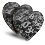 2x Heart MDF Coasters - BW - Number Art Maths Physics  #35091