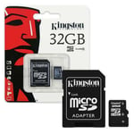 Kingston 32 GB Micro SD Card & Adapter SDHC Class10 Memory Card Use For Phone UK