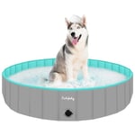 furrybaby Dog Pool, Durable Dog Paddling Pool with Quick Drainage Hole, Foldable and Non Inflatable, Thickened Kids Paddling Pool Small for Garden Baby Pet Puppy Cat Bath (Grey 160cm)