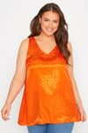 Yours Curve Plus Size Orange Animal Print Satin Vest Top