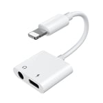 Adaptateur répartiteur casque iPhone Lightning - Lightning mini jack 3,5 mm blanc