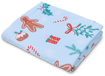 Catherine Lansfield Xmas Gingerbread Fleece Throw - Blue