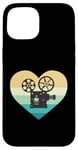 Coque pour iPhone 15 Projecteur de cinéma en forme de cœur avec inscription « Ich liebe Kino »