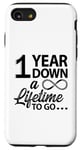 iPhone SE (2020) / 7 / 8 1st Wedding Anniversary Cute 1 Year Down A Lifetime To Go Case