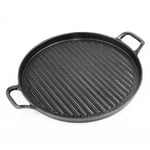 SOGA 30cm Ribbed Cast Iron Frying Pan Skillet Coating Steak Sizzle Platter - Frying Pans - ZPaiB7