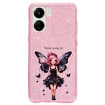 Coque pour Redmi 13C et POCO C65 paillettes rose fee black