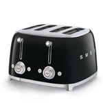 Smeg 4 Slice Toaster Retro Style in Black | TSF03BLUK | Brand new