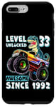 iPhone 7 Plus/8 Plus Level 33 Unlocked T Rex Monster Truck Dinosaur 33rd Birthday Case