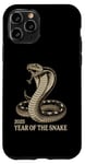 Coque pour iPhone 11 Pro 2025 Année du serpent Vintage Cobra Nouvel An chinois