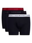 Tommy Hilfiger Essential Logo Waistband Trunks, Pack of 3, Red/White/D Sky