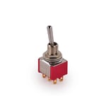 MEC Mini Toggle Switch, Long Solder Lugs, ON/ON, DPDT - Chrome