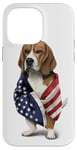 Coque pour iPhone 14 Pro Max Beagle Dog Patriot Wrap dans le drapeau des USA American Spirit