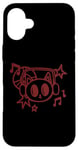 Coque pour iPhone 16 Plus Y2K 90s Cat porte un casque d'écoute et entend de la musique