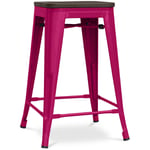 Tabouret de Bar - Design Industriel - Bois et Acier - 60cm -Stylix Fuchsia