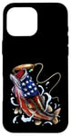 Coque pour iPhone 16 Pro Max Pêche au bar poisson drapeau américain papa père 4 juillet