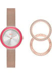 DkNY Montre pour Femme Sasha, Mouvement à Quartz Trois Aiguilles, Boîtier en Acier Inoxydable or Rose de 29 mm avec Bracelet en Acier Inoxydable, NY6654Set