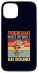 Coque pour iPhone 13 Le shake protéiné fait tourner le monde drôle Gym Fitness