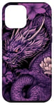 Coque pour iPhone 12 mini Violet Art Déco Floral Dragon Japonais Samouraï Esthétique