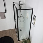 PORTE DE DOUCHE NICHE DE 120 CM AVEC PAROI FIXE DE 80 CM H: 190 CM AVEC PORTE COULISSANTE | CITY