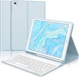 Clavier Ipad 9Eme Generation, Coque Clavier Pour Ipad 10.2 9Eme/8Eme/7Eme Generation, Azerty Français Clavier Magnétique Amovible Bluetooth Sans Fil Pour Ipad 10.2"", Bleu Ciel