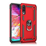 BestST Coque Galaxy A70, Coque Samsung A70, Etui Housse de Protection Antichoc Durable Résistante 2 en 1 Hybride PC Robuste + TPU Souple pour Galaxy A70 + Verre trempé Galaxy A70 - Rouge