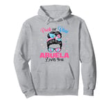 Pink or Blue Abuela Loves You Gender Reveal Messy Bun Pullover Hoodie