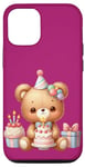 Coque pour iPhone 12/12 Pro Birthday Wishes Ours en peluche marron pour fille ou garçon