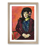 Big Box Art Portrait of A Woman by Henry Lyman Sayen Framed Wall Art Picture Print Ready to Hang, Oak A2 (62 x 45 cm)