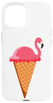 Coque pour iPhone 15 Glace Gaufrier Boule de glace Flamant rose