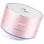 LENRUE A2 Bluetooth Speaker, Mini Wireless Speakers with LED Lights, Ultra-Portable Speaker with Crystal Clear Audio for On-the-Go Listening, For iPhone, iPad, (Rose Gold)