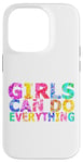 Coque pour iPhone 14 Pro Message positif amusant « Girls Can Do Everything »