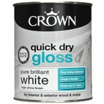 Crown Quick Dry Gloss Pure Brilliant White - Wood & Metal - Paint  750ml