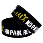 HSJ 2Pcs Everybody Fit No Pain No Gain Silicone Bracelet Sports Bracelet Perfectly Inspire Fitness, Basketball, Exercise To Find, Exercise And Tasks,Black