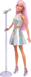 Barbie Pop Star Doll Dressed In Iridescent Skirt with Microphone and Pink Hair,