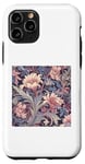 Coque pour iPhone 11 Pro Motif floral Art nouveau crème, mauve, bleu marine, stylisé