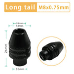 Long tail M8x0.75mm Mandrins de Mini perceuse en laiton Dremel, pince en laiton pour moteur électrique, outils de foret d'arbre, forets métalliques, adaptateur de mandrin 7 pièces/ensemble 2.35-5.05mm ""Nipseyteko