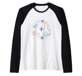 Colorful Heart Mandala Design for Mindfulness and Yoga Raglan Baseball Tee