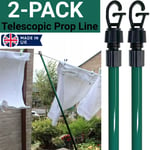 2 x Extendable Prop Line Heavy Duty Clothes Washing Outdoor Pole Support 2.4M