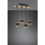 Lustre Bar en Bois 4 Abat-Jour Noir Or Harris Trio Lighting