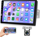 Autoradio 1 Din avec Bluetooth Mains Libres iOS/Android Lien Miroir 9 Pouces Écran Tactile Autoradio avec Bluetooth FM Radio USB/AUX Autoradio avec Commande au Volant Caméra de Recul Microphone(Q82)