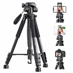 K&F Concept Lightweight Camera Tripod with Mobile Phone Holder, 146 cm Photo Tripod for Smartphone iPhone Samsung DSLR SLR Canon Nikon Sony Olympus